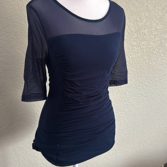 INC International Concepts Blue Ruched Blouse size Large. - Picture 4 of 4
